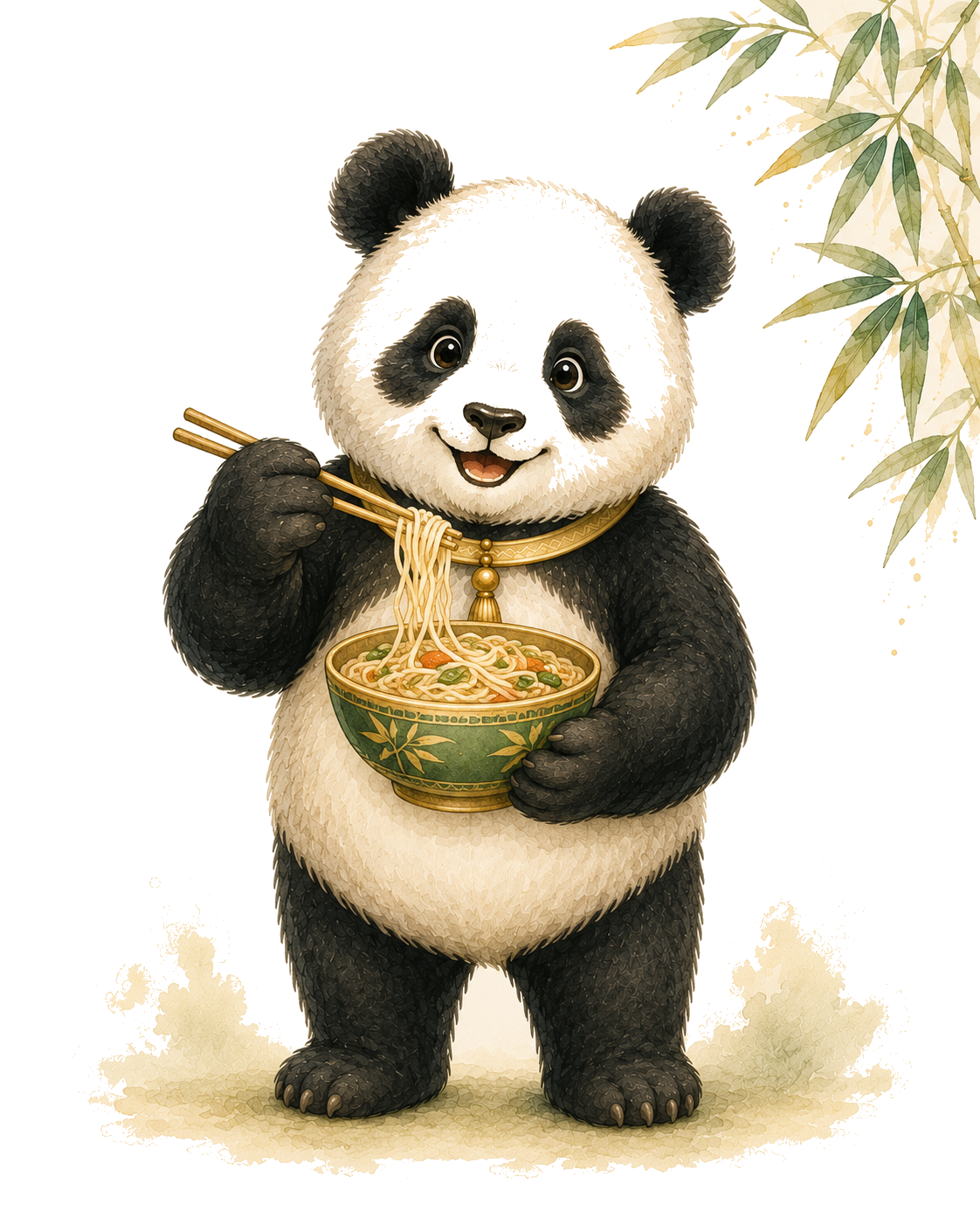 Panda gătind noodles