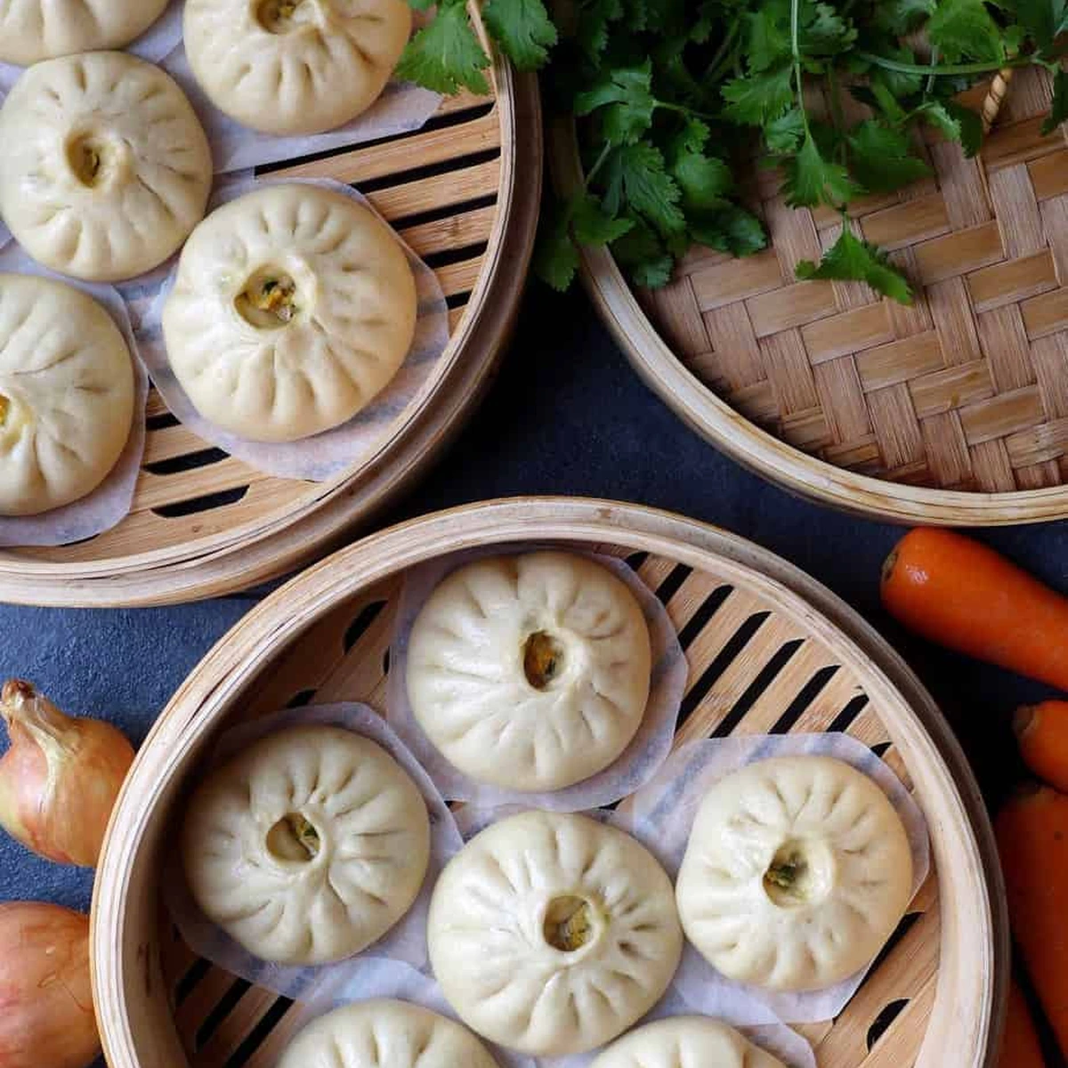 Bao Buns la abur — chiflele pufoase chinezești