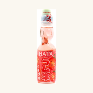 Băutură răcoritoare carbogazoasă Hata Kosen Ramune cu gust de căpșuni