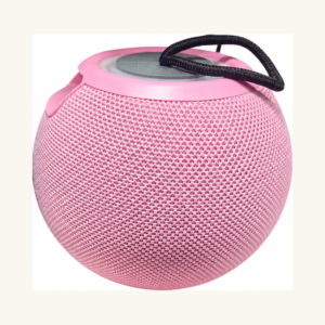 Boxă Portabilă Fără Fir Bluetooth (Design Sferic Roz cu Textură Textilă)