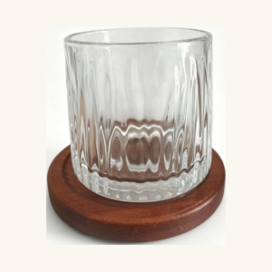 Home Pahar de Whisky Retro cu Striatiri (Include Suport Dedicat din Lemn Masiv)