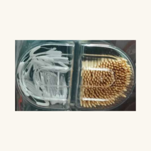 Set Portabil de Scobitori 2-în-1 cu Compartiment Dublu (Scobitori din Lemn Natural și Plastic Flexibil)