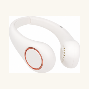 Ventilator Portabil pentru Gât fără Pale (Alb Clasic cu Accente Rose Gold)