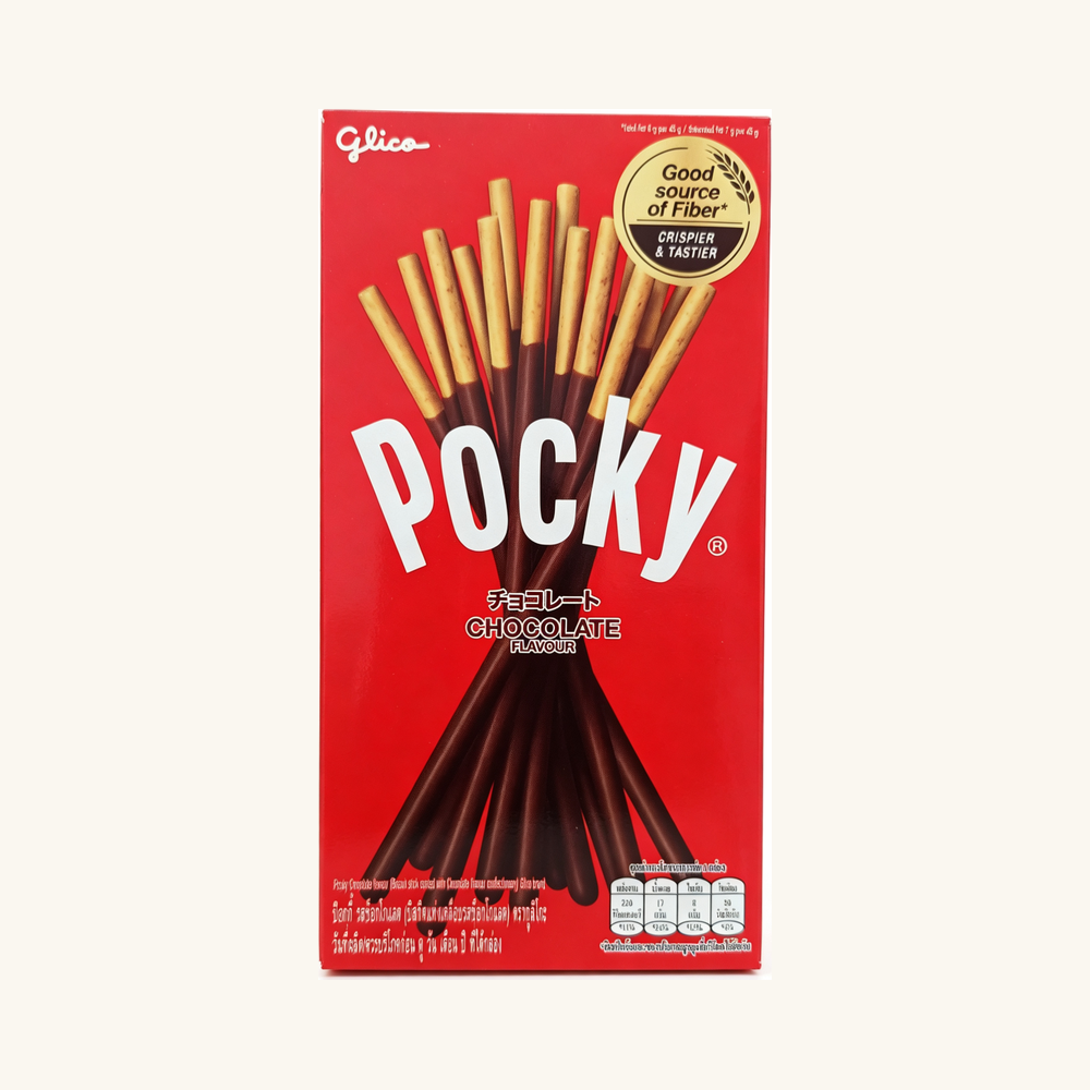 Biscuiți crocanți sub formă de bastonașe cu glazură de ciocolată (45g, Thailanda)