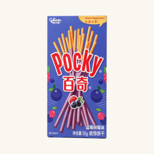 Biscuiți crocanți sub formă de bastonașe cu glazură de afine și zmeură Glico