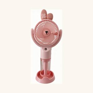 Mini ventilator portabil de mână cu pulverizator de apă și floricică (Complet Roz)