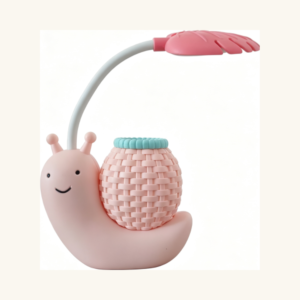 Mini lampă de birou LED cu suport pentru pixuri în formă de melc (Roz)