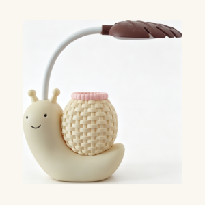 Mini lampă de birou LED cu suport pentru pixuri în formă de melc (Bej și Maro)