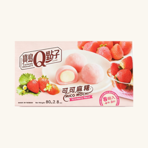 Prăjituri din orez Royal Family Taiwan Dessert Cacao Mochi cu gust de căpșuni și interior de cacao