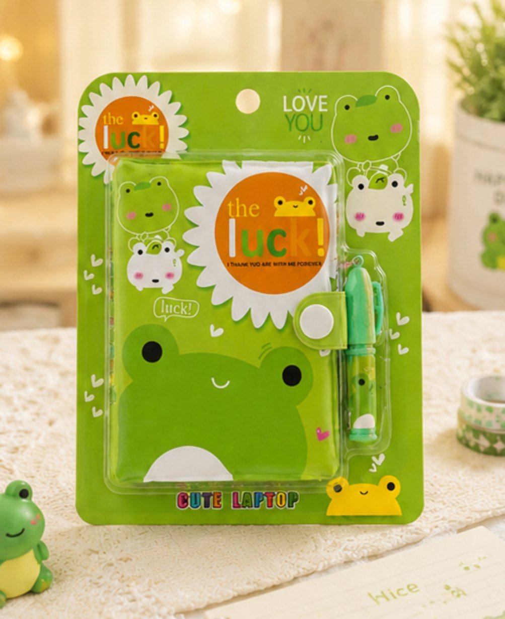 Set caiet cu broscuță și pix - Verde - imagine 5