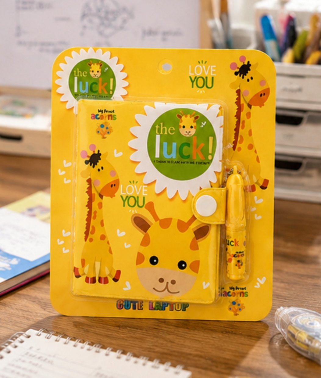 Set caiet cu girafă și pix - Galben - imagine 4