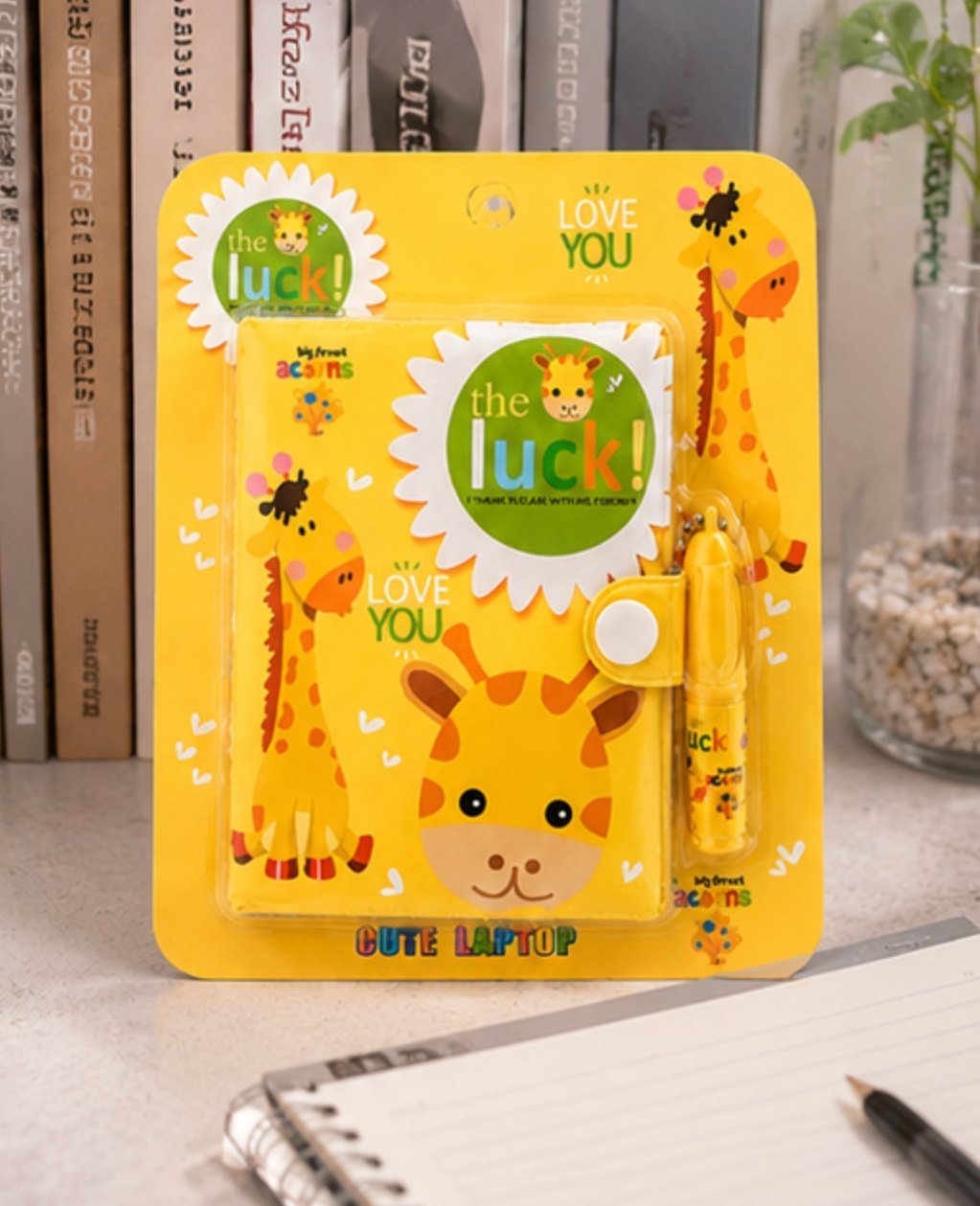 Set caiet cu girafă și pix - Galben - imagine 5
