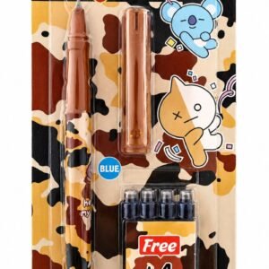 Set stilou cu model camuflaj maro - Cerneală albastră