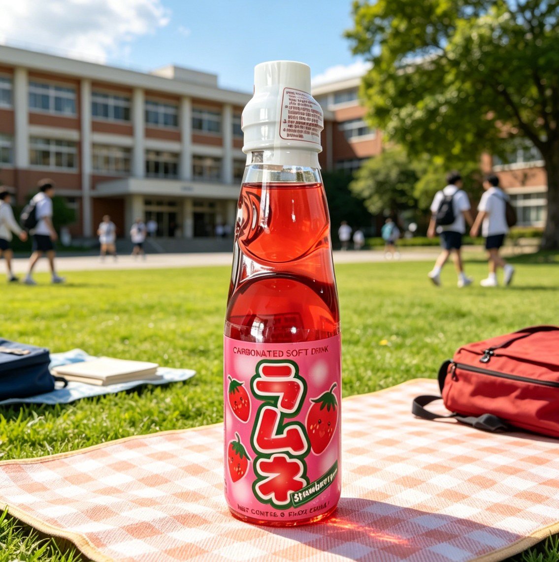 Băutură răcoritoare carbogazoasă Hata Kosen Ramune cu gust de căpșuni - imagine 4