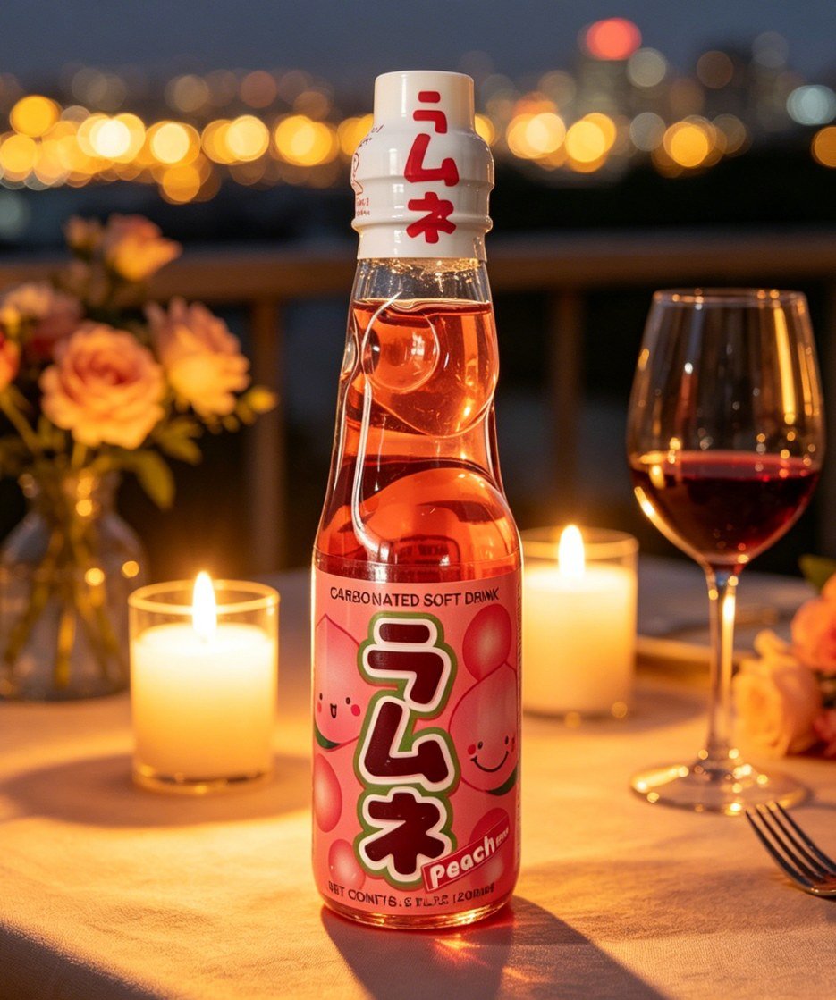 Băutură carbogazoasă Ramune cu piersici Hata‑Kosen - imagine 3