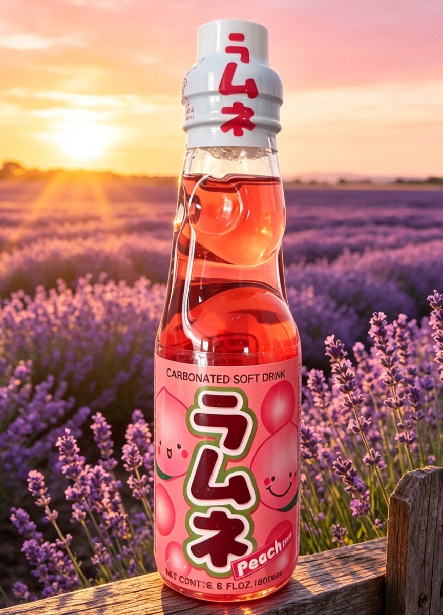 Băutură carbogazoasă Ramune cu piersici Hata‑Kosen - imagine 4