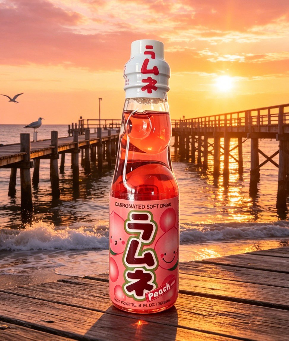 Băutură carbogazoasă Ramune cu piersici Hata‑Kosen - imagine 5