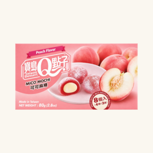 Prăjituri din orez Royal Family Taiwan Dessert Mico Mochi cu gust de piersici și interior de cacao / ciocolată albă