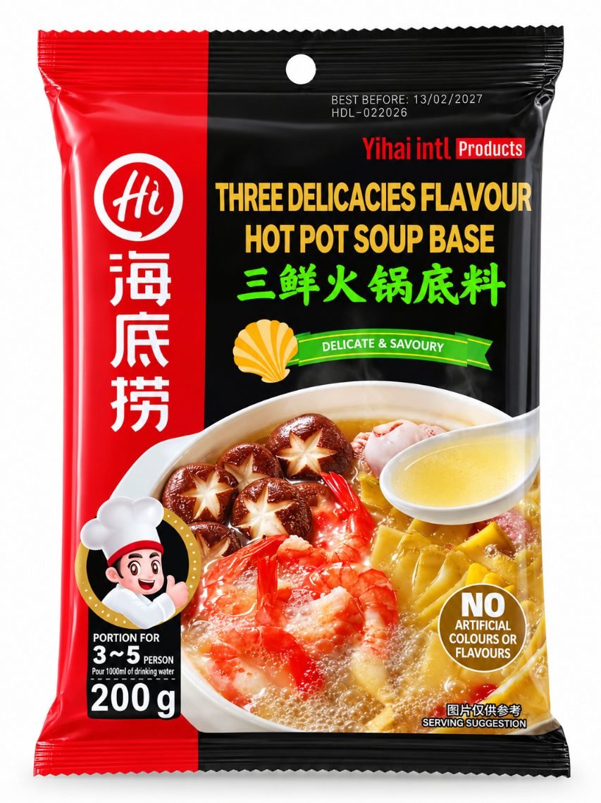 Bază de supă Hot Pot cu supă clară și trei arome Haidilao - imaginea 1
