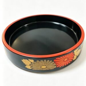 Farfurie rotundă în stil japonez cu model de crizanteme - imaginea 1