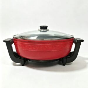 Oală electrică roșie Hot Pot cu două compartimente - imaginea 1