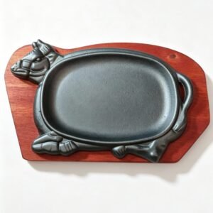 Plită pentru preparate sizzling cu suport din lemn - imaginea 1